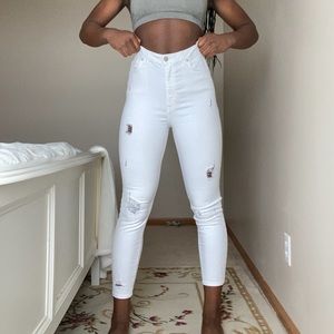 White ripped jeans